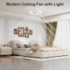 imageVOLISUN Modern Ceiling Fans with Lights and Remote 197in Low Profile Ceiling Fan Flush Mount 3000K6500K Dimmable Bladeless LED Fan Light White Fandelier Ceiling Fans with Lights for BedroomWhite