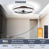 imageVOLISUN Modern Ceiling Fans with Lights and Remote 197in Low Profile Ceiling Fan Flush Mount 3000K6500K Dimmable Bladeless LED Fan Light White Fandelier Ceiling Fans with Lights for BedroomBrown