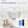 imageVOLISUN Modern Ceiling Fans with Lights and Remote 197in Low Profile Ceiling Fan Flush Mount 3000K6500K Dimmable Bladeless LED Fan Light White Fandelier Ceiling Fans with Lights for BedroomWhite
