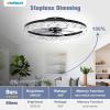 imageVOLISUN Modern Ceiling Fans with Lights and Remote 197in Low Profile Ceiling Fan Flush Mount 3000K6500K Dimmable Bladeless LED Fan Light White Fandelier Ceiling Fans with Lights for BedroomBlack