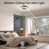 imageVOLISUN Modern Ceiling Fans with Lights and Remote 197in Low Profile Ceiling Fan Flush Mount 3000K6500K Dimmable Bladeless LED Fan Light White Fandelier Ceiling Fans with Lights for BedroomBlack