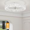 imageVOLISUN Modern Ceiling Fans with Lights and Remote 197in Low Profile Ceiling Fan Flush Mount 3000K6500K Dimmable Bladeless LED Fan Light White Fandelier Ceiling Fans with Lights for BedroomWhite