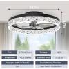 imageVOLISUN Modern Ceiling Fans with Lights and Remote 197in Low Profile Ceiling Fan Flush Mount 3000K6500K Dimmable Bladeless LED Fan Light White Fandelier Ceiling Fans with Lights for BedroomBlack