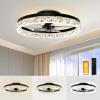 imageVOLISUN Modern Ceiling Fans with Lights and Remote 197in Low Profile Ceiling Fan Flush Mount 3000K6500K Dimmable Bladeless LED Fan Light White Fandelier Ceiling Fans with Lights for BedroomBlack