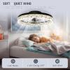 imageVOLISUN Modern Ceiling Fans with Lights and Remote 197in Low Profile Ceiling Fan Flush Mount 3000K6500K Dimmable Bladeless LED Fan Light White Fandelier Ceiling Fans with Lights for BedroomBlack