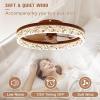 imageVOLISUN Modern Ceiling Fans with Lights and Remote 197in Low Profile Ceiling Fan Flush Mount 3000K6500K Dimmable Bladeless LED Fan Light White Fandelier Ceiling Fans with Lights for BedroomWalnut