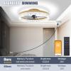 imageVOLISUN Modern Ceiling Fans with Lights and Remote 197in Low Profile Ceiling Fan Flush Mount 3000K6500K Dimmable Bladeless LED Fan Light White Fandelier Ceiling Fans with Lights for BedroomGold