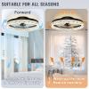 imageVOLISUN Modern Ceiling Fans with Lights and Remote 197in Low Profile Ceiling Fan Flush Mount 3000K6500K Dimmable Bladeless LED Fan Light White Fandelier Ceiling Fans with Lights for BedroomBlack