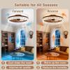 imageVOLISUN Modern Ceiling Fans with Lights and Remote 197in Low Profile Ceiling Fan Flush Mount 3000K6500K Dimmable Bladeless LED Fan Light White Fandelier Ceiling Fans with Lights for BedroomWalnut