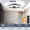 imageVOLISUN Modern Ceiling Fans with Lights and Remote 197in Low Profile Ceiling Fan Flush Mount 3000K6500K Dimmable Bladeless LED Fan Light White Fandelier Ceiling Fans with Lights for BedroomBlack