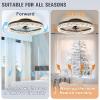 imageVOLISUN Modern Ceiling Fans with Lights and Remote 197in Low Profile Ceiling Fan Flush Mount 3000K6500K Dimmable Bladeless LED Fan Light White Fandelier Ceiling Fans with Lights for BedroomBrown