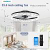 imageVOLISUN Modern Ceiling Fans with Lights and Remote 197in Low Profile Ceiling Fan Flush Mount 3000K6500K Dimmable Bladeless LED Fan Light White Fandelier Ceiling Fans with Lights for BedroomBlack