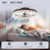 imageVOLISUN Modern Ceiling Fans with Lights and Remote 197in Low Profile Ceiling Fan Flush Mount 3000K6500K Dimmable Bladeless LED Fan Light White Fandelier Ceiling Fans with Lights for BedroomBrown