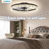 imageVOLISUN Modern Ceiling Fans with Lights and Remote 197in Low Profile Ceiling Fan Flush Mount 3000K6500K Dimmable Bladeless LED Fan Light White Fandelier Ceiling Fans with Lights for BedroomBlack