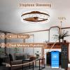 imageVOLISUN Modern Ceiling Fans with Lights and Remote 197in Low Profile Ceiling Fan Flush Mount 3000K6500K Dimmable Bladeless LED Fan Light White Fandelier Ceiling Fans with Lights for BedroomWalnut