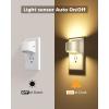 imageVOLISUN Night Lights Plug into Wall 4 Pack Up and Down LED Night Light with Dusk to Dawn Light Sensor 3000K Warm White Nightlight for Hallway Bedroom Bathroom Kitchen BlackWhite