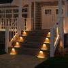 imageVOLISUN Solar Deck Lights 12 Pack Warm White Cool White and RGB Color Glow LED Large Size Lamp IP65 Waterproof Solar Fence Lights Outdoor for Step Patio Fence Railing Wall Stairs12