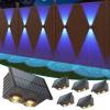 imageVOLISUN Solar Fence Lights 6 Pack Color Glow LED Up and Down Wall Lights IP65 Waterproof Solar Lights Outdoor for Patio Backyard Railing Deck Fence and Wall 4 Lenses6