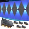 imageVOLISUN Solar Fence Lights 6 Pack Color Glow LED Up and Down Wall Lights IP65 Waterproof Solar Lights Outdoor for Patio Backyard Railing Deck Fence and Wall 4 Lenses6