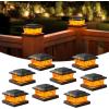 imageVOLISUN Solar Fence Post Cap Lights 8pack Black Solar Deck Cap Flame Light Outdoor Waterproof High Brightness Flickering Flame SMD LED Lighting for 4x4 Wooden4x4 5x5 Vinyl PostBlack