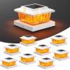 imageVOLISUN Solar Fence Post Cap Lights 8pack Black Solar Deck Cap Flame Light Outdoor Waterproof High Brightness Flickering Flame SMD LED Lighting for 4x4 Wooden4x4 5x5 Vinyl PostWhite