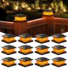 imageVOLISUN Solar Fence Post Cap Lights 8pack Black Solar Deck Cap Flame Light Outdoor Waterproof High Brightness Flickering Flame SMD LED Lighting for 4x4 Wooden4x4 5x5 Vinyl PostBlack