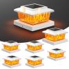 imageVOLISUN Solar Fence Post Cap Lights 8pack Black Solar Deck Cap Flame Light Outdoor Waterproof High Brightness Flickering Flame SMD LED Lighting for 4x4 Wooden4x4 5x5 Vinyl PostWhite
