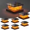 imageVOLISUN Solar Fence Post Cap Lights 8pack Black Solar Deck Cap Flame Light Outdoor Waterproof High Brightness Flickering Flame SMD LED Lighting for 4x4 Wooden4x4 5x5 Vinyl PostBlack