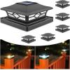 imageVOLISUN Solar Post Cap Lights 6  Pack Outdoor Deck Post Cap Lights Black for Dock Fence Waterproof 2 Color Modes4x46x6 WoodenVinyl PostsBlack