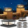 imageVOLISUN Solar Post Cap Lights Outdoor 6Pack Black Fence Cap Lights Solar Powered Fits 4x4 6x6 Wooden4x4 5x5 Vinyl Post Firefly filaments Lighting for GardenPatioPorchwith Warm WhiteBlack