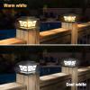 imageVOLISUN Solar Post Cap Lights Outdoor Solar Powered Fence Cap Lights for 4x4 VinylWood White Waterproof Solar Deck Post Light 4Pack CoolWarm for Garden Patio PorchBlack