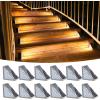imageVOLISUN Solar Stair Lights 12 Pack Solar Step Lights Waterproof IP67 Outdoor Step Light with 13 LEDs Outdoor Lighting Decor for Yard Stair Patio Front Door Front Porch and DeckCool WhiteWarm White