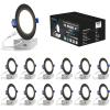 imageVOLISUN 12 Pack 4 inch Recessed Lighting 5CCT LED Recessed Light with Junction Box 2700K5000K Selectable 95W Eqv 80W 810LM Dimmable Canless Wafer Downlight LED Ceiling Light ETL CertificatedBlack