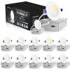 imageVOLISUN 12 Pack 4 inch Recessed Lighting 5CCT LED Recessed Light with Junction Box 2700K5000K Selectable 95W Eqv 80W 810LM Dimmable Canless Wafer Downlight LED Ceiling Light ETL CertificatedWhite