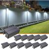 imageVOLISUN 12Pack 1800mAh Outdoor Solar Fence Lights  Waterproof LED Color Glow for Step Railing Wall StairsCool WhiteWarm White