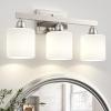 imageVOLISUN Brushed Nickel Bathroom Light Fixtures 4Light Bathroom Vanity Lights Over Mirror Modern Vanity Light for Bathrooms Bathrooms Lights Fixtures Over Mirror with Milky White Glass ShadesNickel