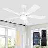 imageVOLISUN Ceiling Fan with Light 42 inch Flush Mount Ceiling Fan with Lights and Remote Dimmable LED Fan Light Low Profile Ceiling Fan White Modern Ceiling Fan for Bedroom IndoorOutdoorWhite