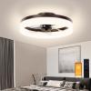 imageVOLISUN Low Profile Ceiling Fans with Lights and Remote 197in Fandelier Ceiling Fan Flush Mount 3000K6500K Smart Bladeless LED Fan Light White Modern Ceiling Fans with Lights for BedroomBrown