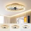 imageVOLISUN Modern Ceiling Fans with Lights and Remote 197in Low Profile Ceiling Fan Flush Mount 3000K6500K Dimmable Bladeless LED Fan Light White Fandelier Ceiling Fans with Lights for BedroomGold