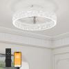 imageVOLISUN Modern Ceiling Fans with Lights and Remote 197in Low Profile Ceiling Fan Flush Mount 3000K6500K Dimmable Bladeless LED Fan Light White Fandelier Ceiling Fans with Lights for BedroomWhite