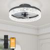 imageVOLISUN Modern Ceiling Fans with Lights and Remote 197in Low Profile Ceiling Fan Flush Mount 3000K6500K Dimmable Bladeless LED Fan Light White Fandelier Ceiling Fans with Lights for BedroomBlack