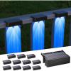imageVOLISUN Solar Deck Lights 12 Pack Warm White Cool White and RGB Color Glow LED Large Size Lamp IP65 Waterproof Solar Fence Lights Outdoor for Step Patio Fence Railing Wall Stairs12