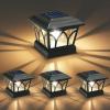imageVOLISUN Solar Post Cap Lights Outdoor 4Pack with Edison LED Bulbs 2 Brightness Setting Fence Post Lights Solar Powered for Garden Fence Deck Mailbox Yard Porch Fits 4x4 6x6 PostsSlate WhiteBlack