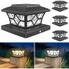 imageVOLISUN Solar Post Cap Lights Outdoor Solar Powered Fence Cap Lights for 4x4 VinylWood White Waterproof Solar Deck Post Light 4Pack CoolWarm for Garden Patio PorchBlack