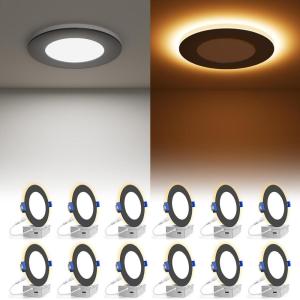 imageVOLISUN 12 Pack 6 Inch 5CCT Recessed Light with Night LightCanless LED Recessed Lighting 6 inch2700K5000K Selectable12W130W1080LM Dimmable Recessed Ceiling Wafer LighsETL CertificatedBlack