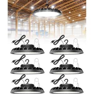 imageVOLISUN 6 Pack UFO Led High Bay Light 30000LM 200W 5000K Daylight 100277V High Bay Led Shop Light ETL Listed Commercial Bay Lighting for Garage Workshop Barn Factory Warehouse250W 6PACK