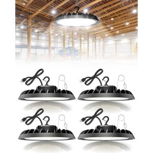 imageVOLISUN 6 Pack UFO Led High Bay Light 30000LM 200W 5000K Daylight 100277V High Bay Led Shop Light ETL Listed Commercial Bay Lighting for Garage Workshop Barn Factory Warehouse200W 4PACK