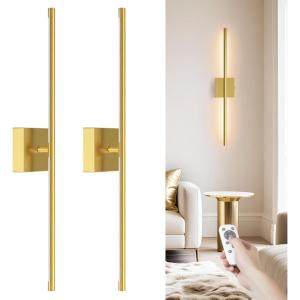 imageVOLISUN Battery Operated Wall Sconce Set of Two Gold Rechargeable Wall Lights with Remote Control 3000K6500K Dimmable Wall Lamp 276 Inch LED Wireless Wall Lights for Bedroom Living RoomHallwayGold