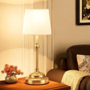 imageVOLISUN Cordless Table Lamp 2 Pack 5200mAh Battery Operated Lamp Touch Dimmable Wireless Lamp Bedside Light for Bedroom Living Room Dining Room BlackGold1Pack