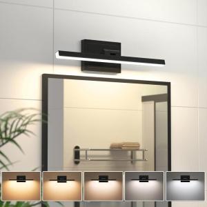 imageVOLISUN Modern Bathroom Vanity Light 157 inch Rotatable 12W Dimmable 5CCT Led Bathroom Light Fixture Over Mirror Black Bar Vanity Light for Bathroom Mirror RestroomETL CertificatedBlack